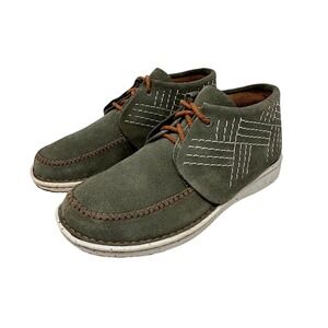 Justin Womens Olive Green Suede Sashiko Stitch Moc Toe Chukka Boots Size 8M